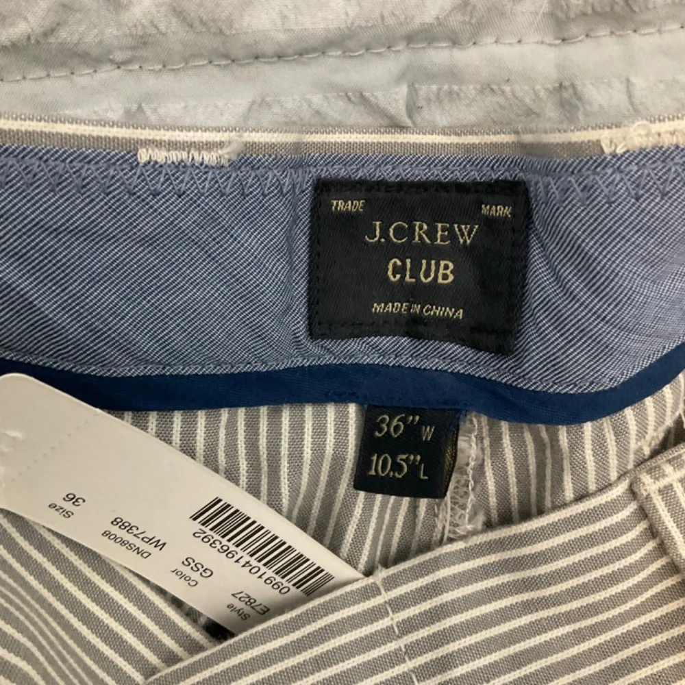 NWT J. Crew Club Mens gray white Striped club Shorts sz 36 cotton